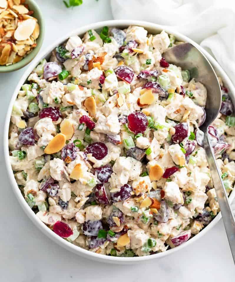  A colorful medley of sweet cranberries, crunchy pecans, and mild green onions