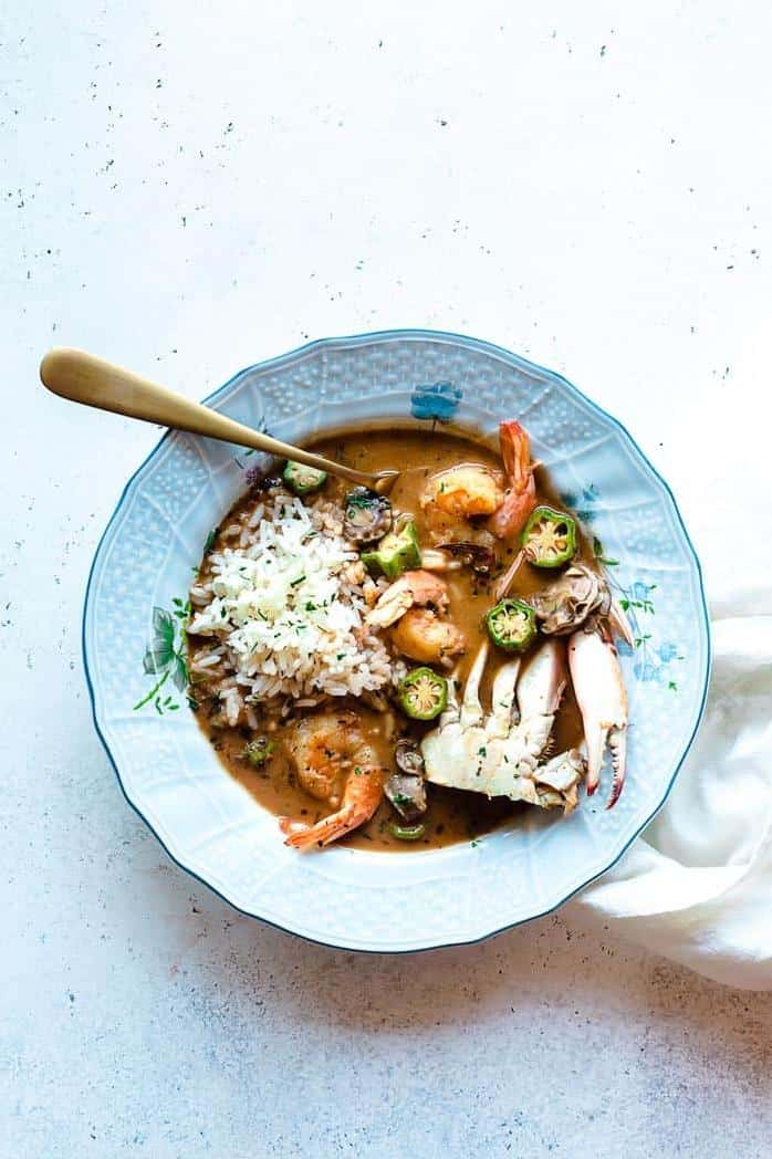  A hearty bowl of gumbo, best enjoyed with friends and family.