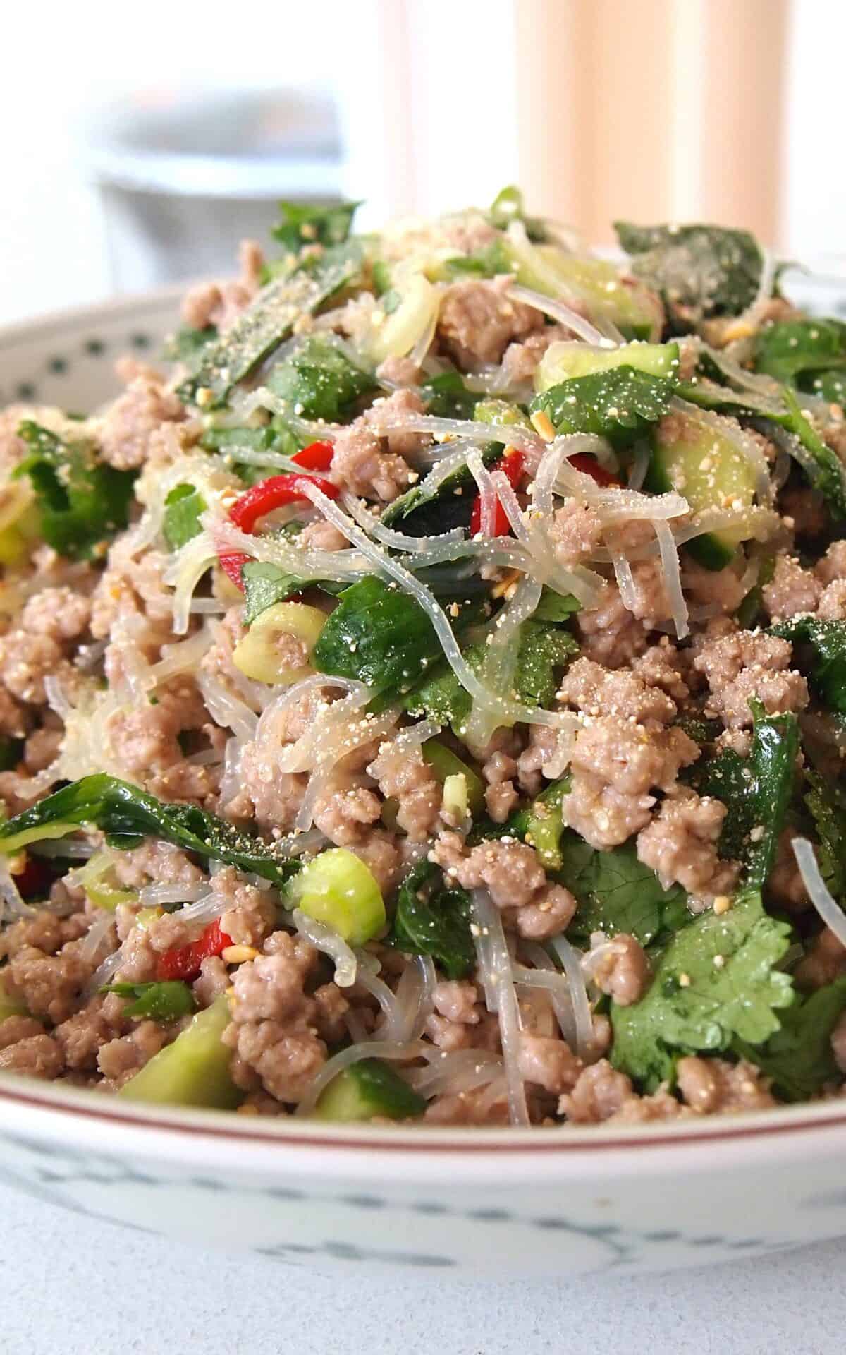  A splash of color and flavor in every bite with this vibrant larb salad.
