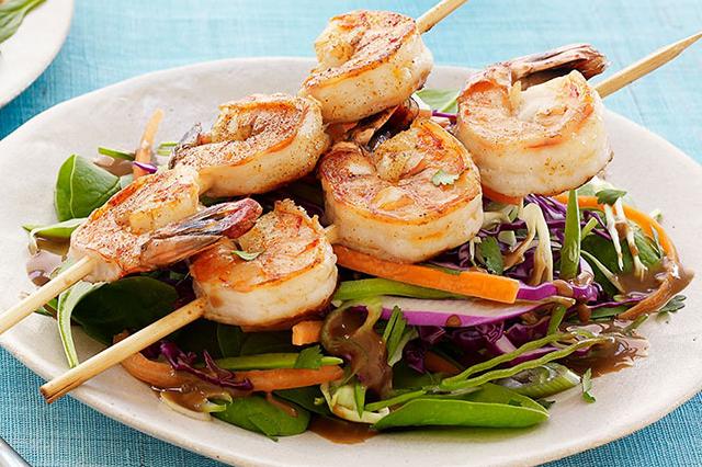 Savory Asian Sesame Salad with Spicy Blackened Shrimp Recipe