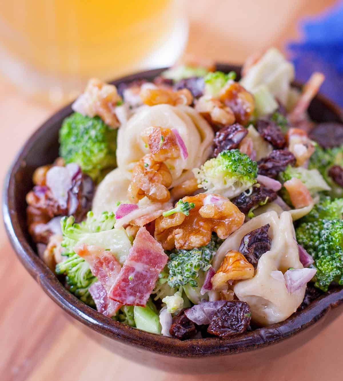  Brighten up your next gathering with this colorful broccoli and tortellini salad.