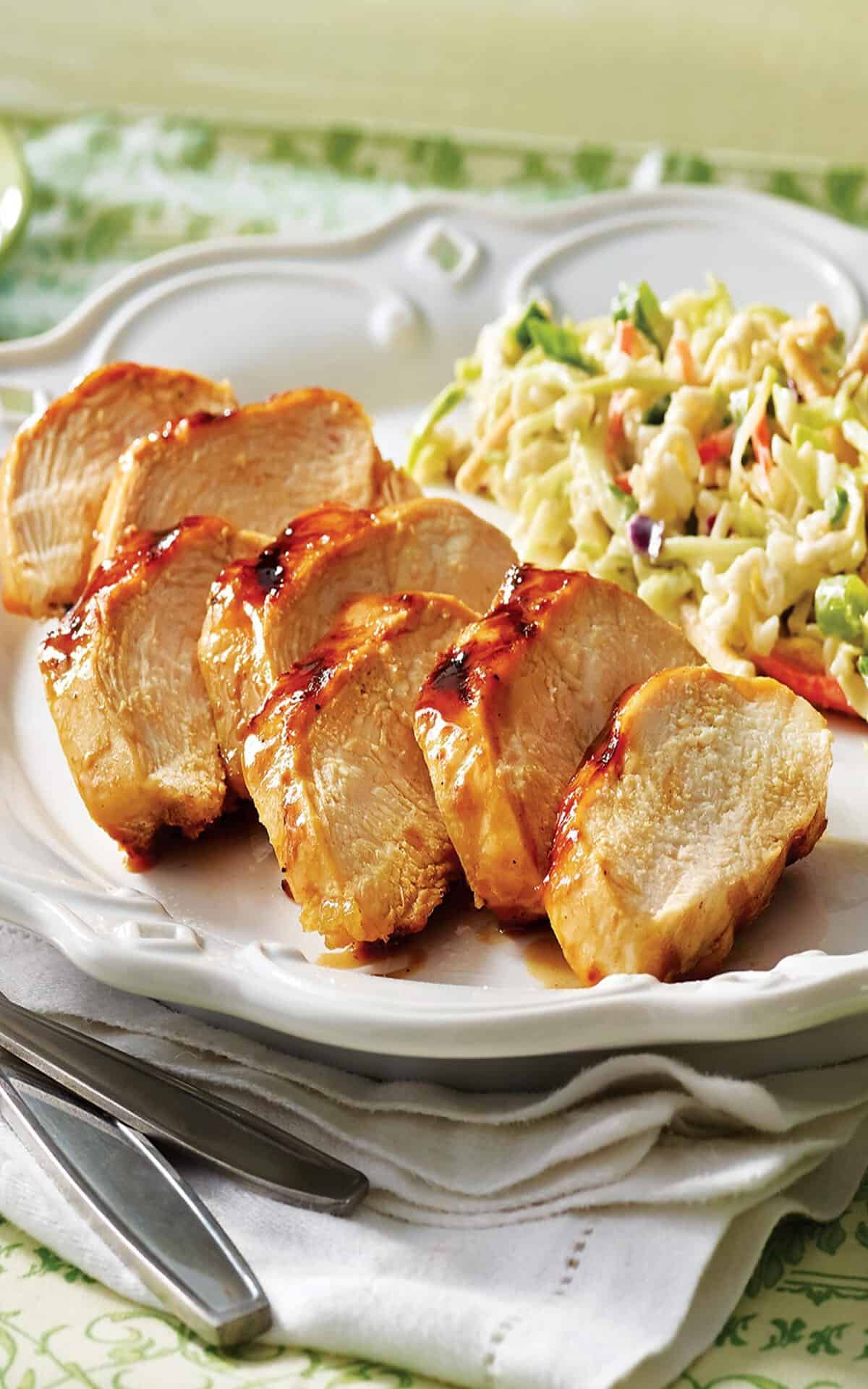 Caramel Hickory Chicken With Crunchy Asian Slaw