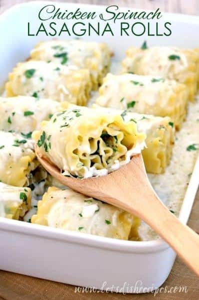 Chicken and Spinach Lasagna Rolls