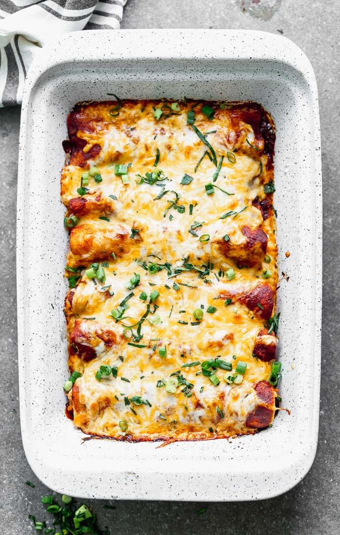  Chicken, cheese, and spicy enchilada sauce all baked into one delicious dish