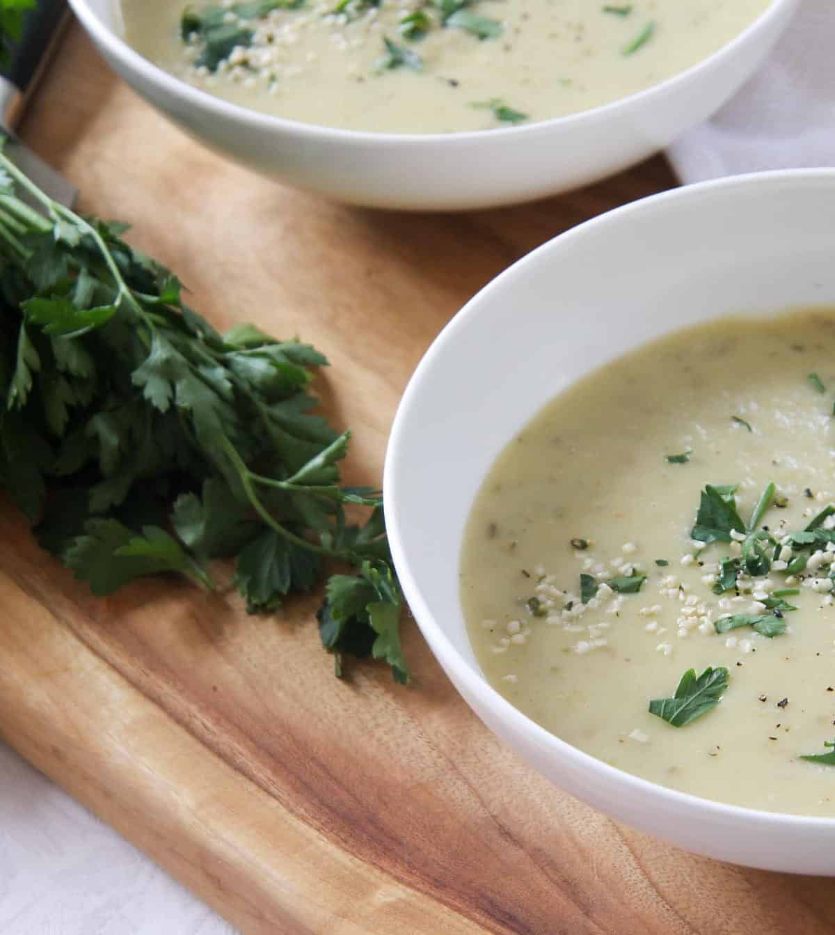  Cozy up with a comforting bowl of Cream of Potato, Leek, Zucchini and Chicken Soup today!