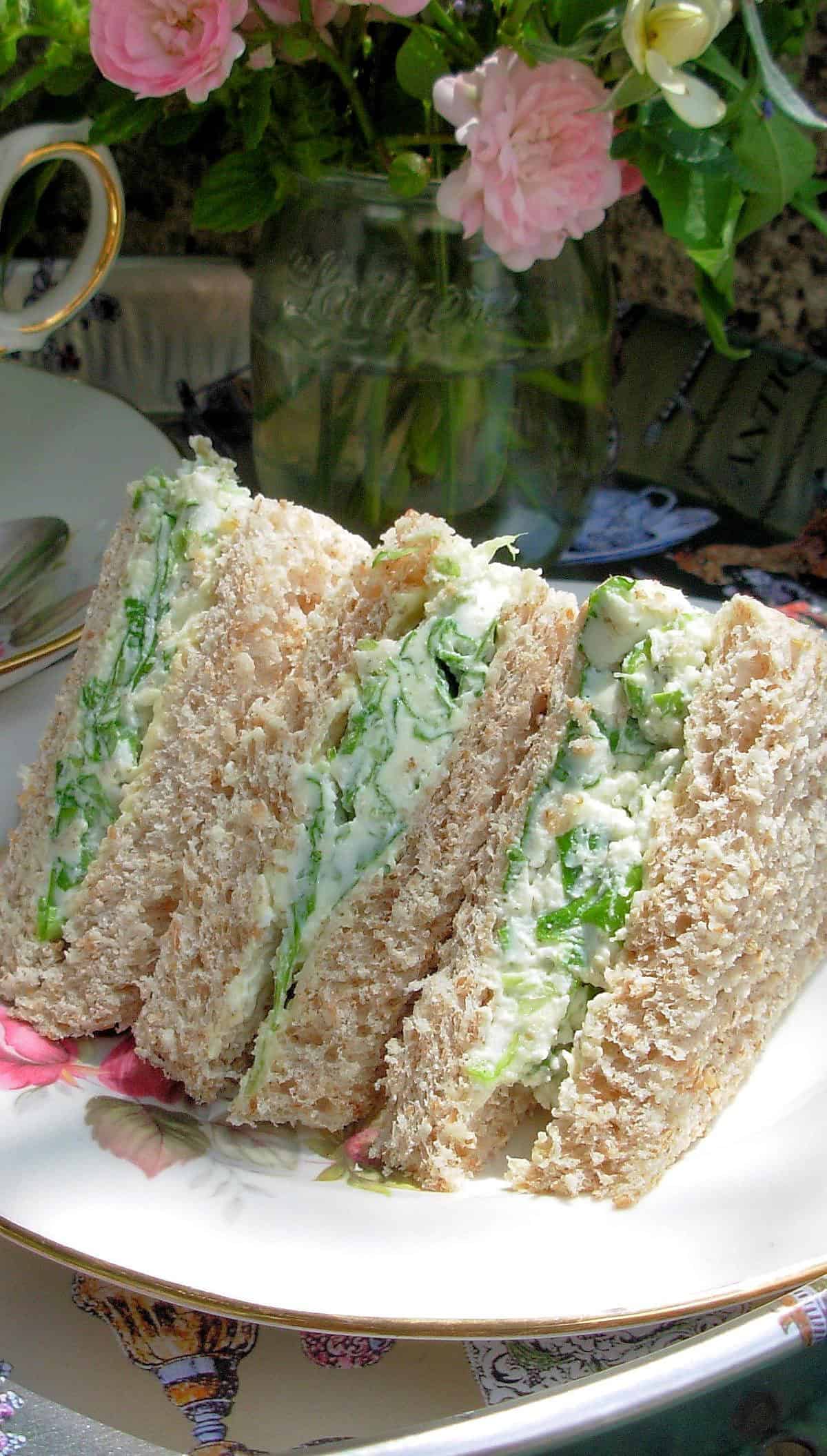 Cream Cheese Tea Sandwiches With Salad Burnet