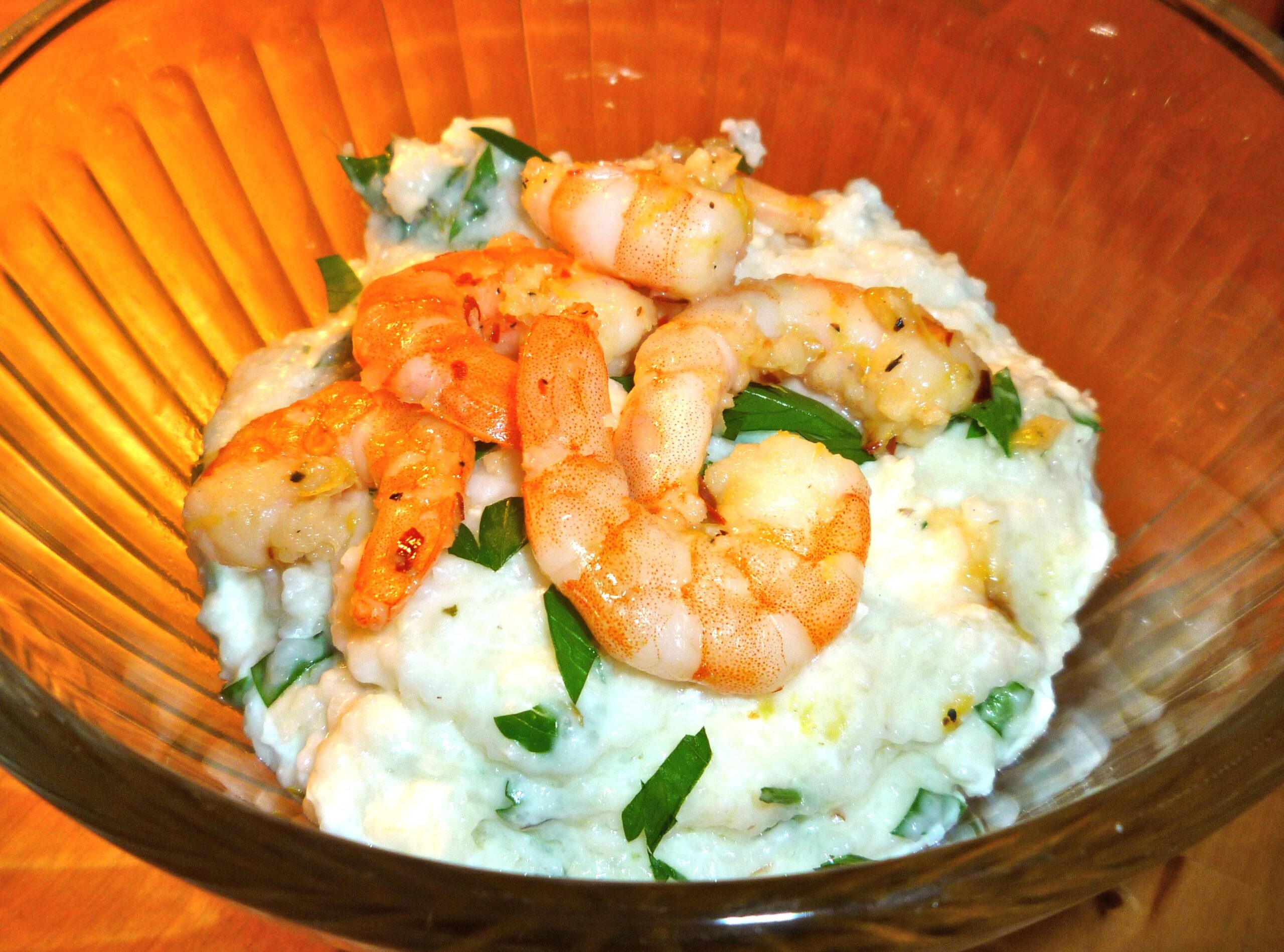 Creamy and savory shrimp and goat cheese grits.
