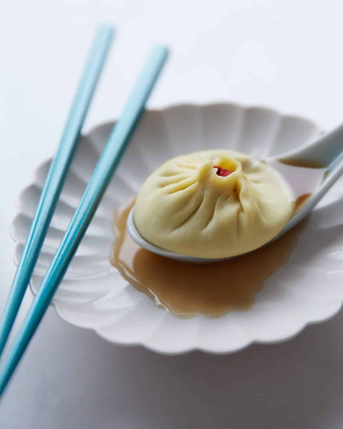  Delicate soup-filled dumplings with a decadent crab filling!