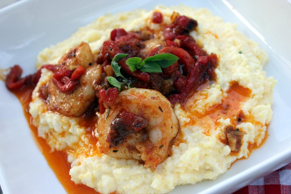  Elevate your grits game with succulent shrimp and goat cheese.