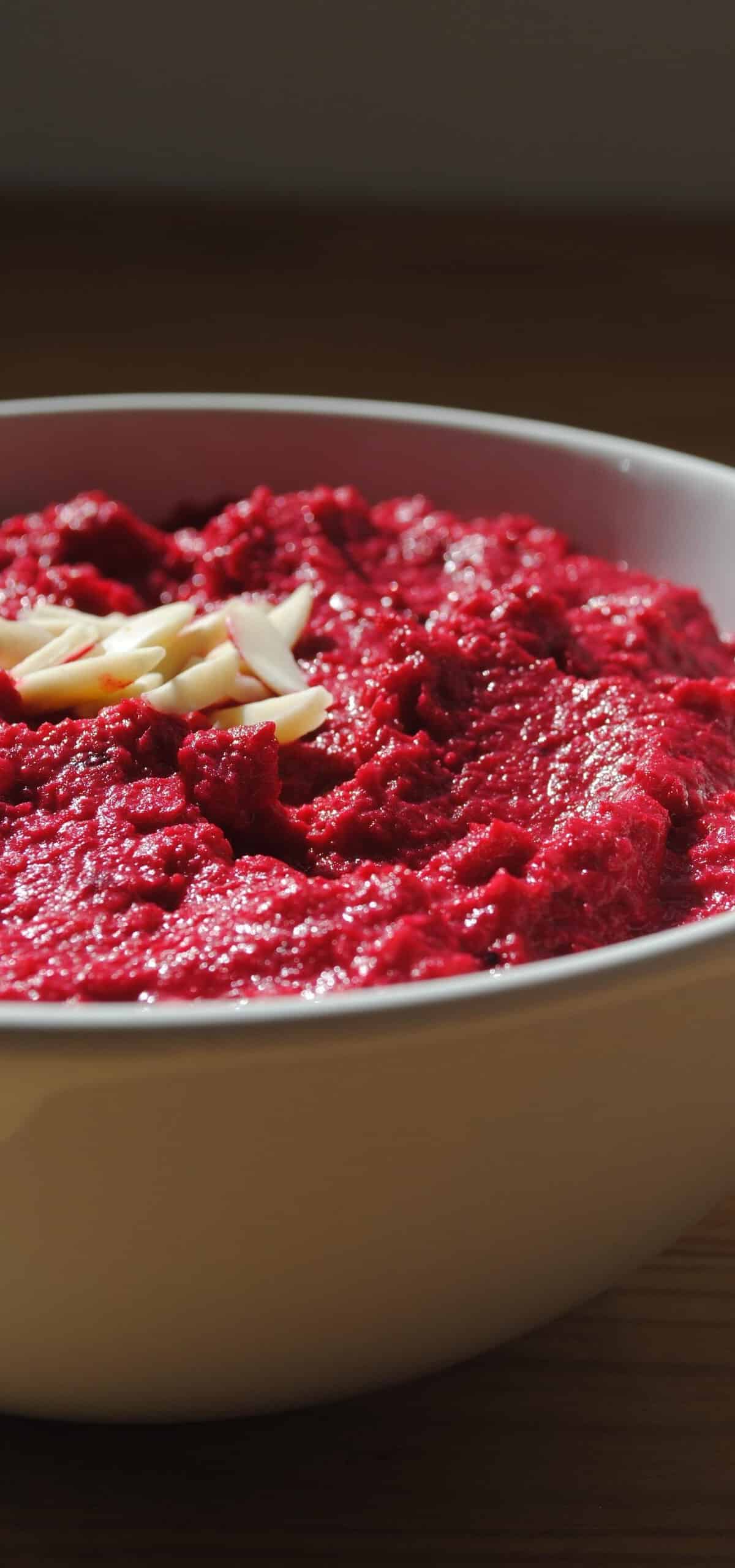  Elevate your snack game with this protein-packed beet and almond dip.