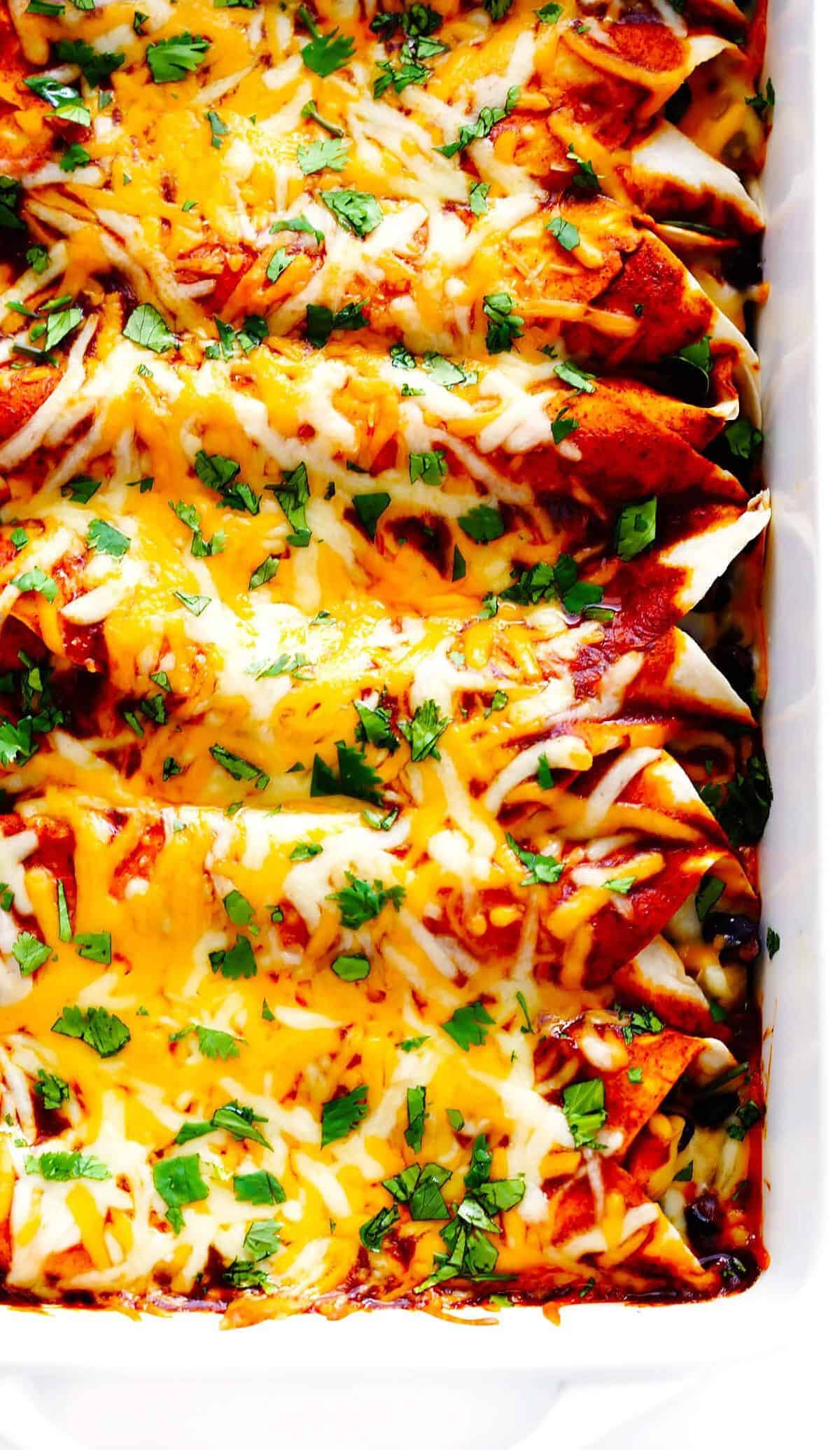  Fiery red sauce and melted cheese make these enchiladas irresistible.