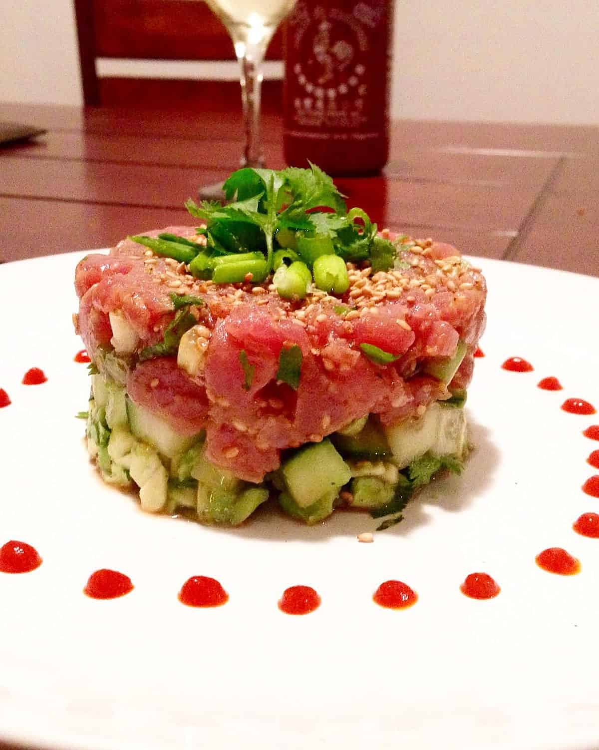 Fresh tuna like this is the star ingredient of my delicious tartare!