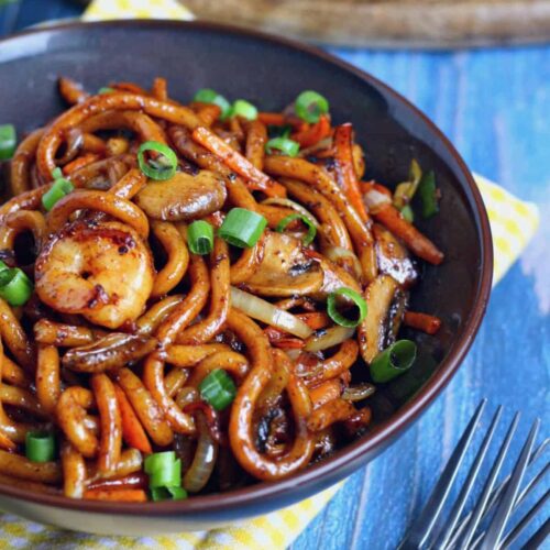 Japanese Pan Noodles With Sauteed Shrimp