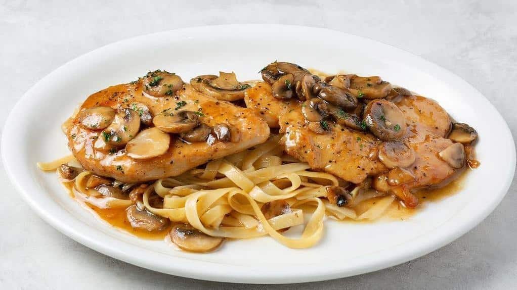 Johnny Carino's Sweet Chicken Marsala With Garlic Wilted Spinach