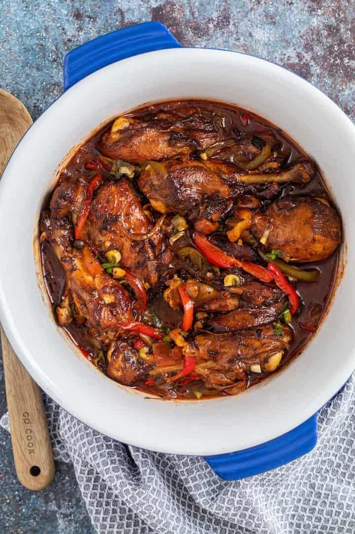  Juicy and tender brown stew chicken with a twist of herbs and spices!