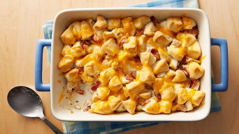  Layers of chicken, cheese, and biscuits