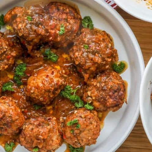  Make sure to have extra napkins on hand because these meatballs are messy and delicious!