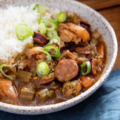 Mean Chef Chicken, Andouille, Ham and Okra Gumbo