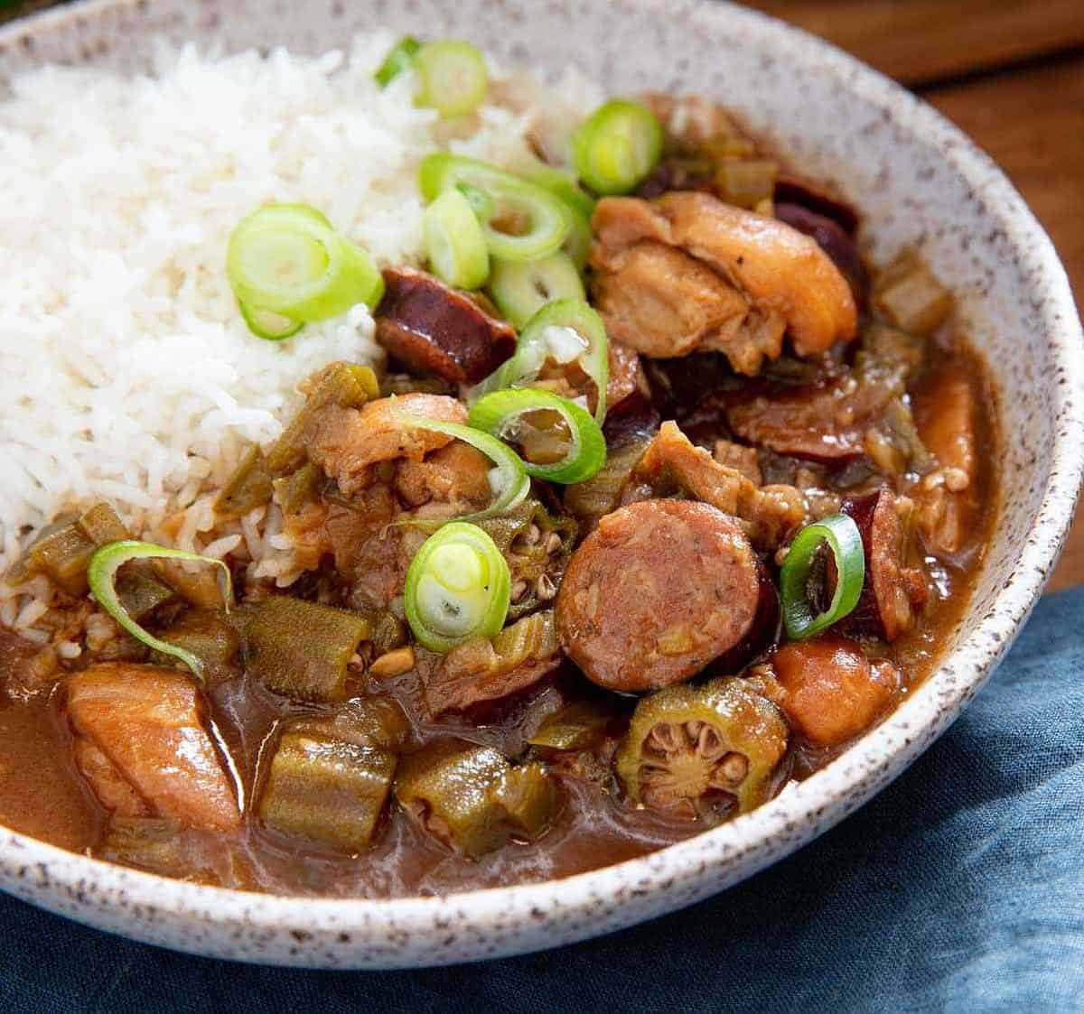 Mean Chef Chicken, Andouille, Ham and Okra Gumbo