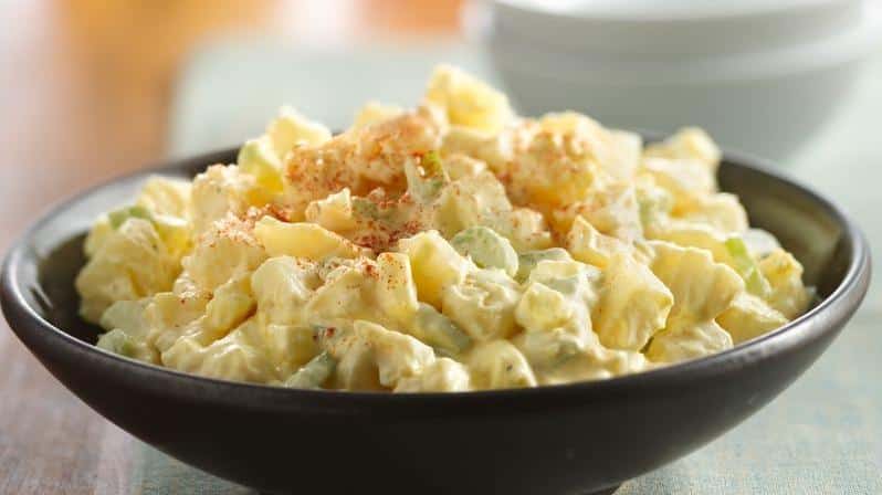  One scoop or two? Don't feel guilty, indulge in our yummy potato salad.