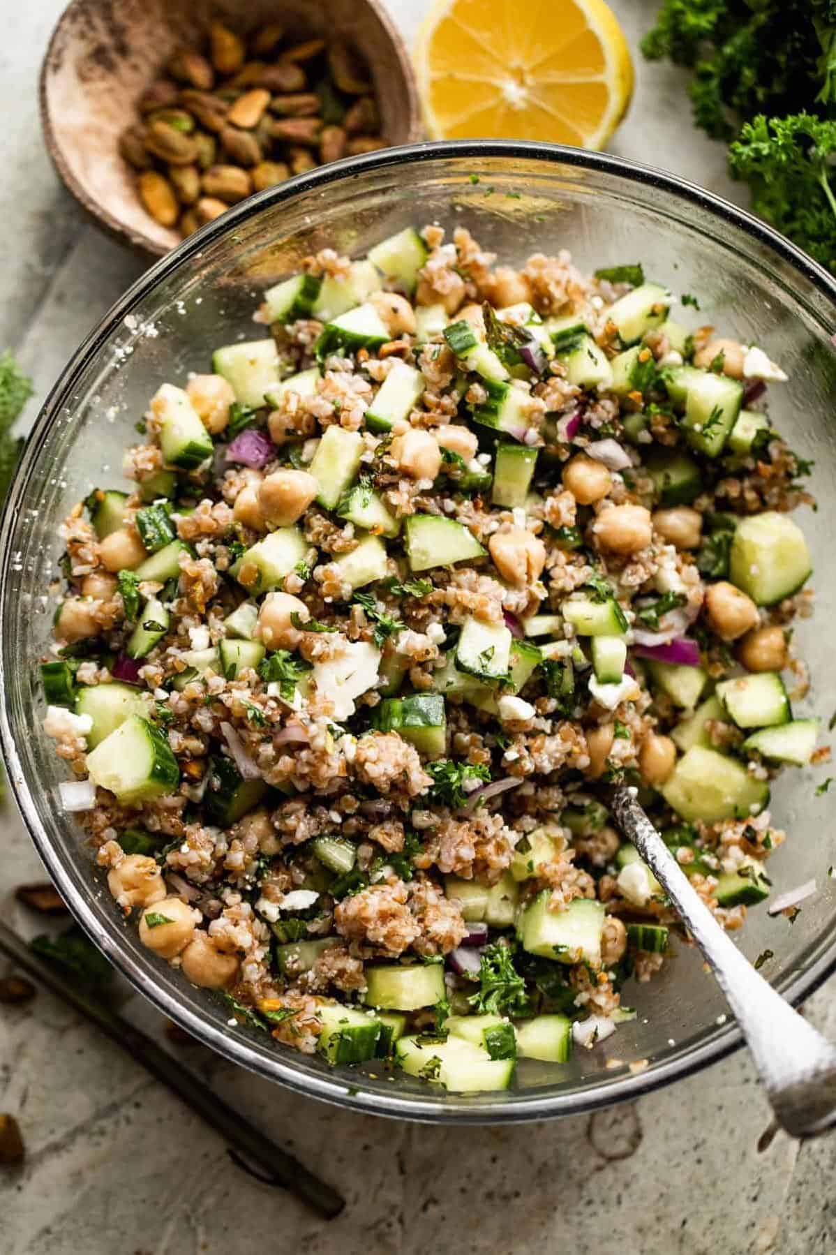  Our bulgur salad is the perfect blend of textures and flavors.