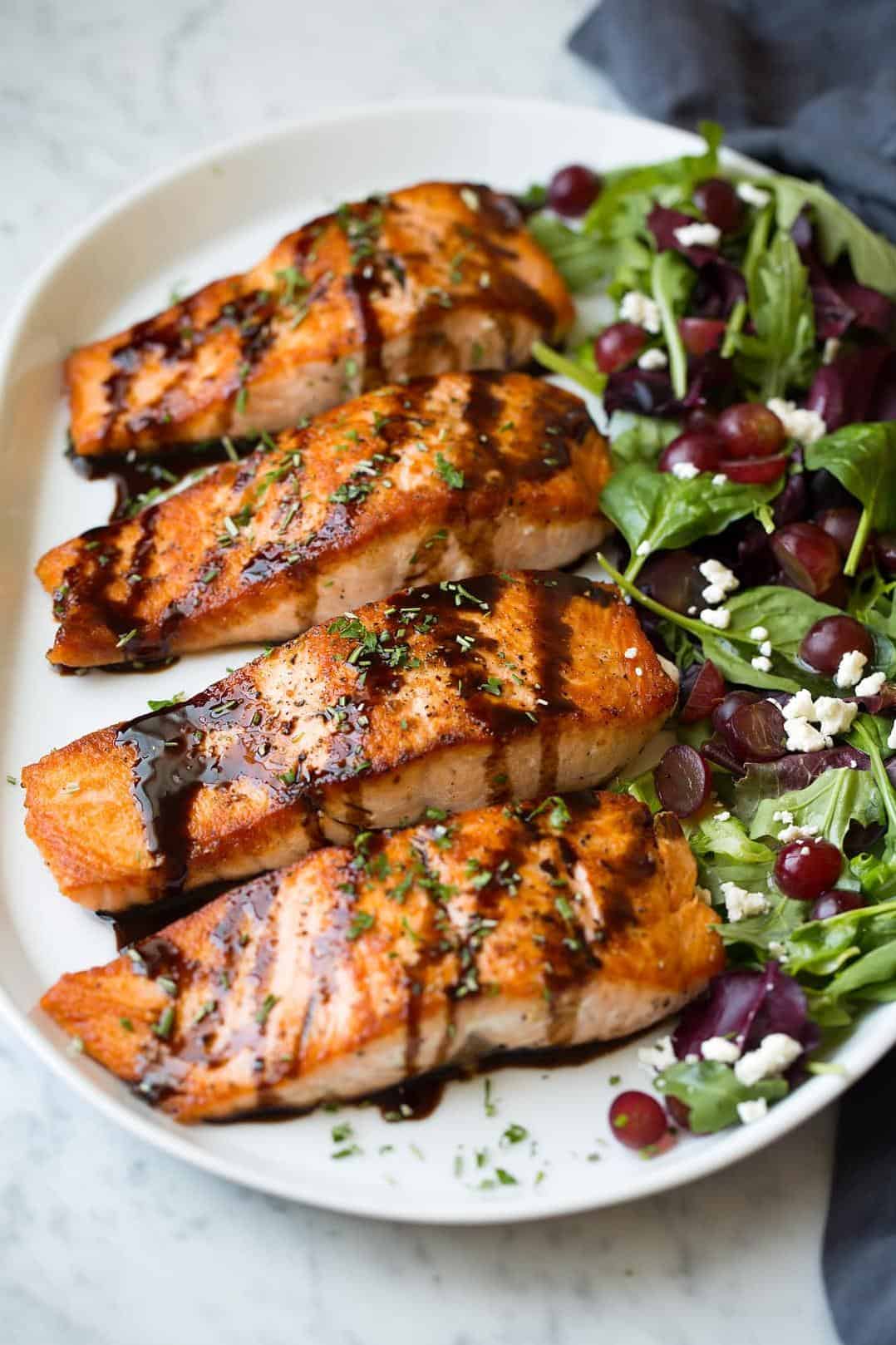  Perfectly caramelized and coated in tangy balsamic glaze, this salmon will have you coming back for seconds.