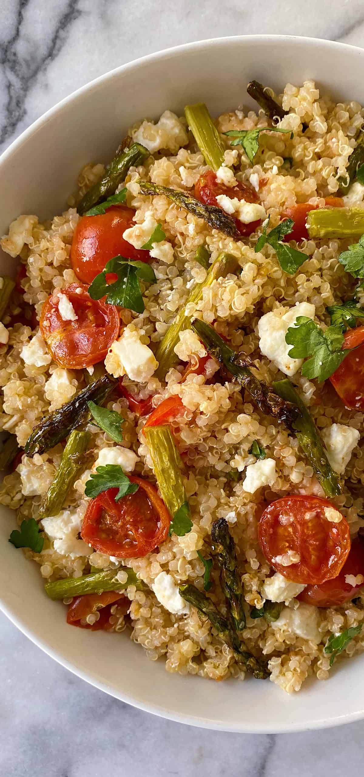  Quinoa, the hero of this salad, brings a nutty and earthy flavor.