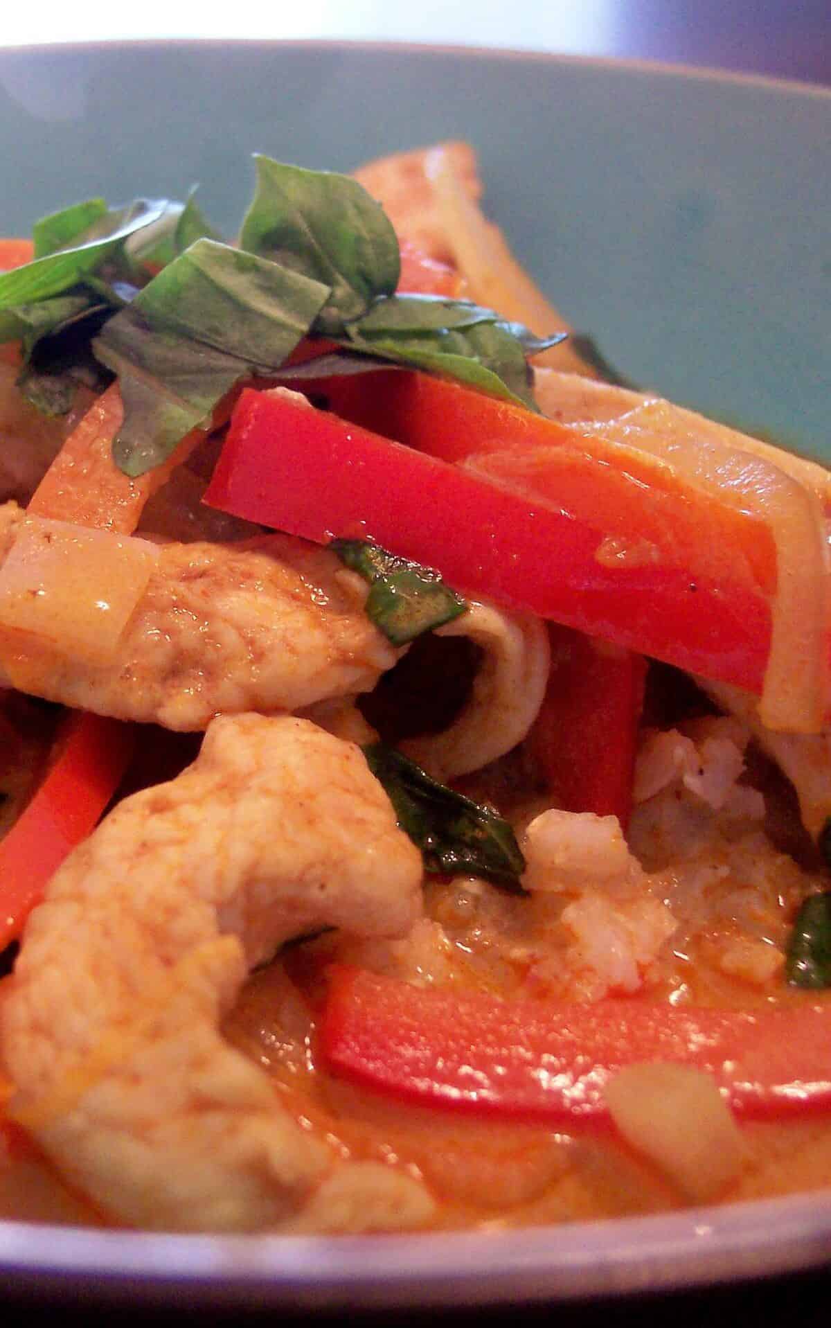 Spicy Red Curry Chicken with Fresh Basil
