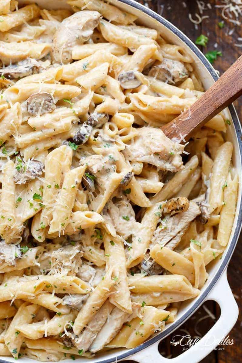 Rigatoni pasta, juicy chicken, and mushrooms all come together in one delicious dish!