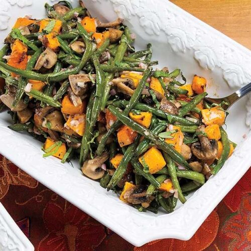 Roast Duck, Butternut Squash, Cepes, and Green Beans