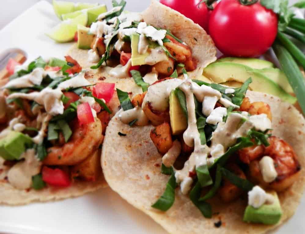  The bold flavors of California-style shrimp & potato tacos will have you savoring every bite.
