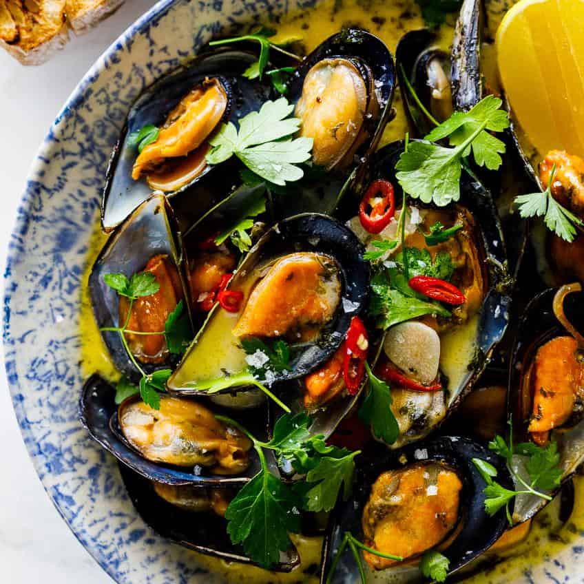  The garlic and white wine give these mussels the perfect flavor combination.