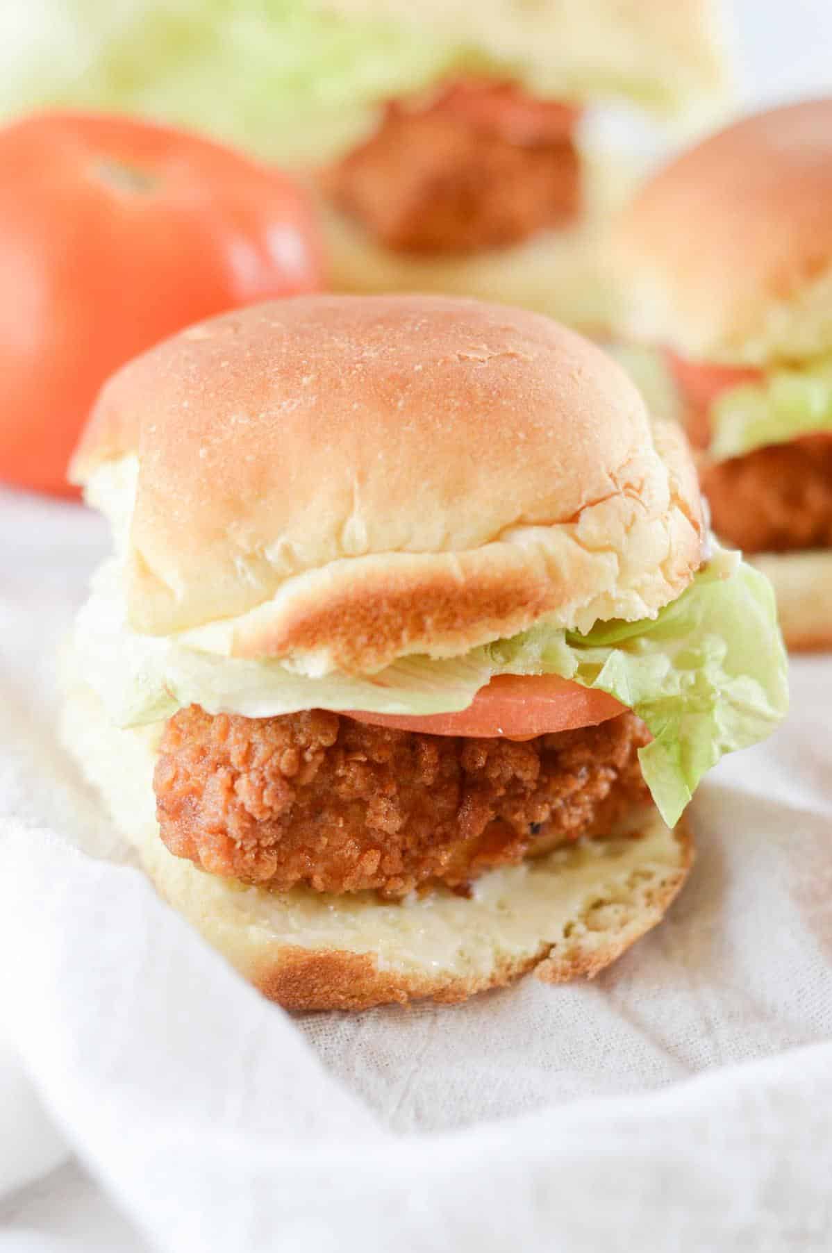  The irresistible combo of crispy chicken and soft buns.
