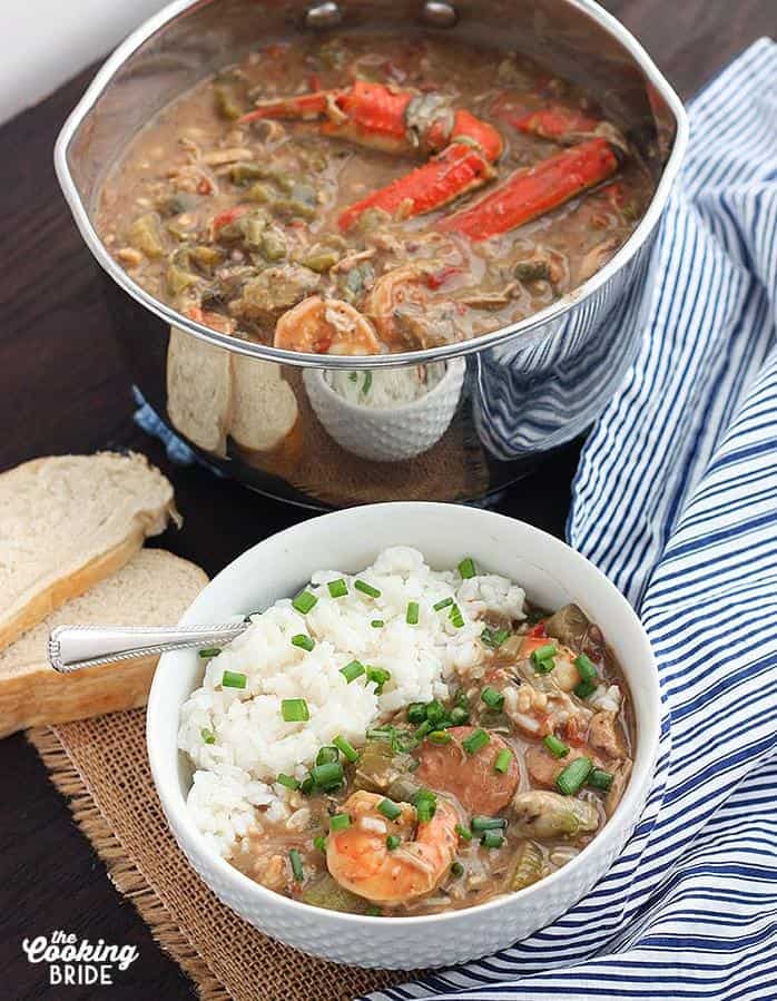  The perfect winter warmer - oyster and shrimp gumbo with a dollop of creamy mashed potatoes