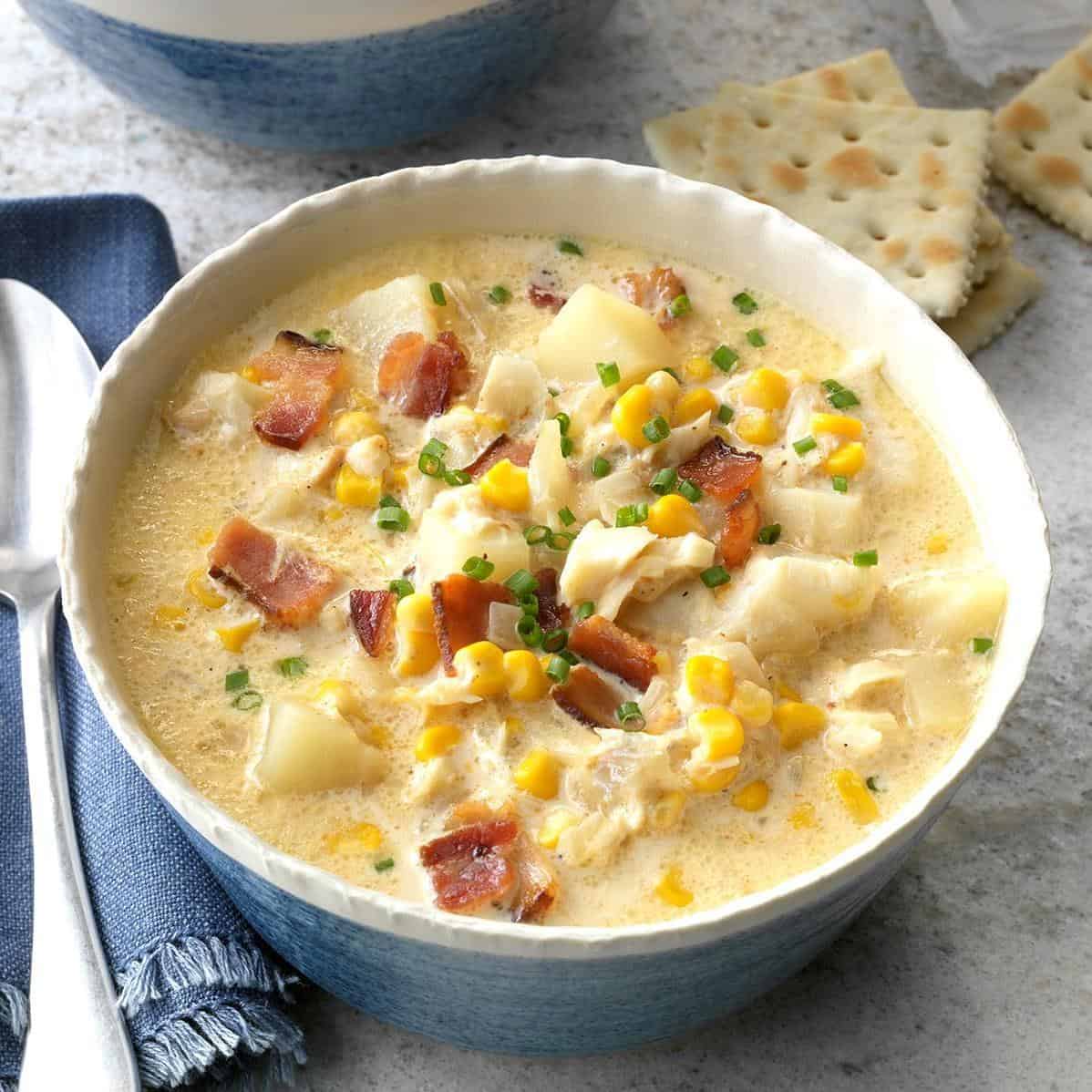  The ultimate comfort food: piping hot fish chowder served with crusty bread