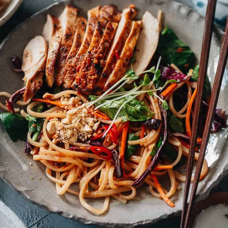  This colorful plate of noodles is sure to impress your guests.