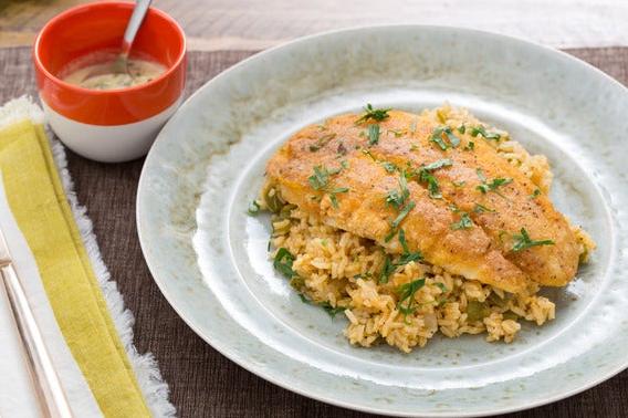  This dish is all about the perfectly paired flavors of the spiced catfish and savory Cajun rice