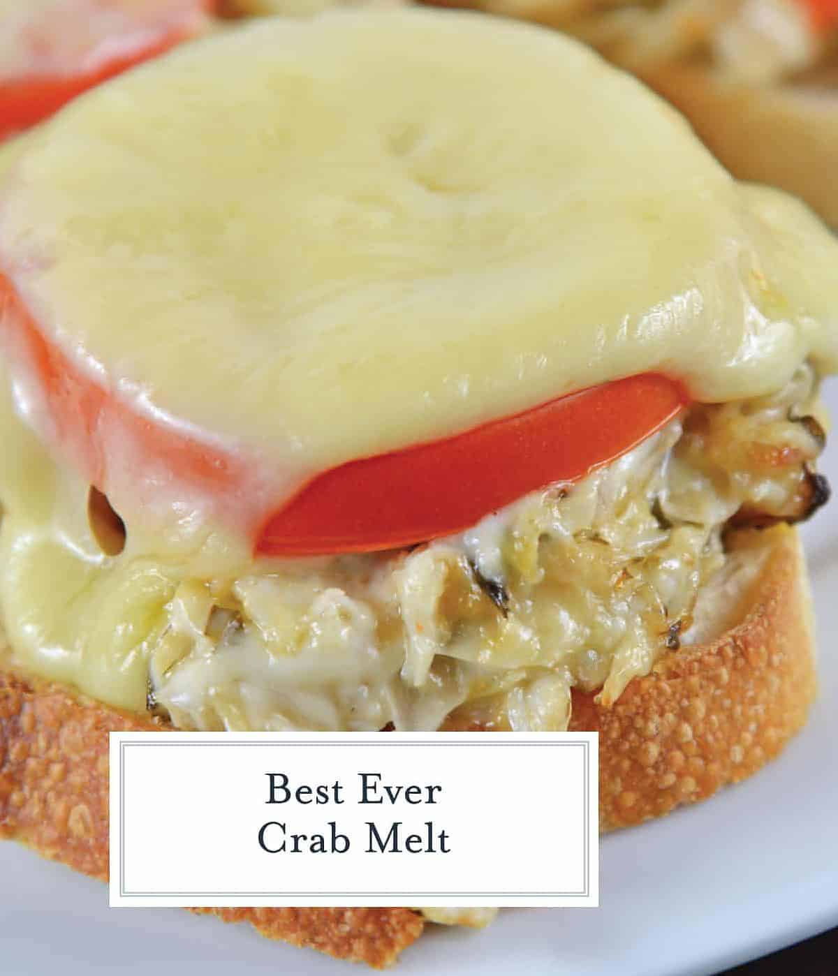  This open-face crab and artichoke melt is just begging to be devoured!