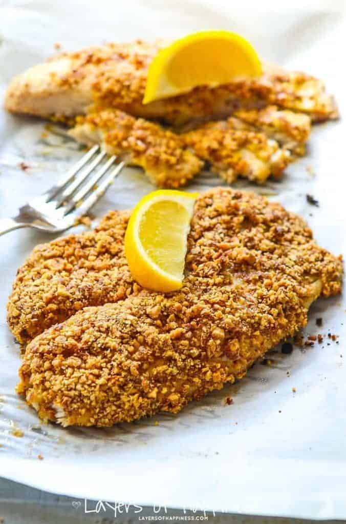  This perfectly crispy almond baked fish is simply irresistible.