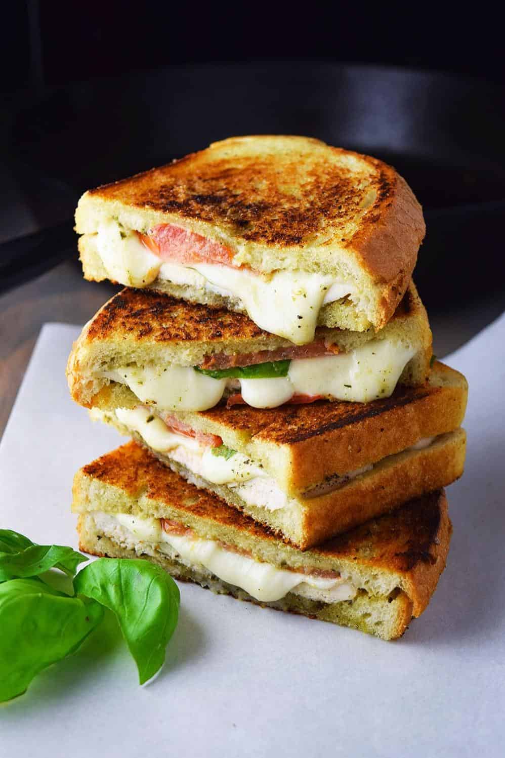  This Pressed Chicken-Pesto Melt will give you all the melty, oozing goodness you crave in a sandwich.
