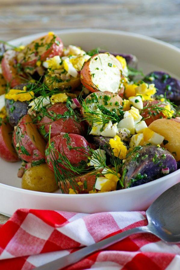  This vegan potato salad is dairy-free, but still creamy and delicious.