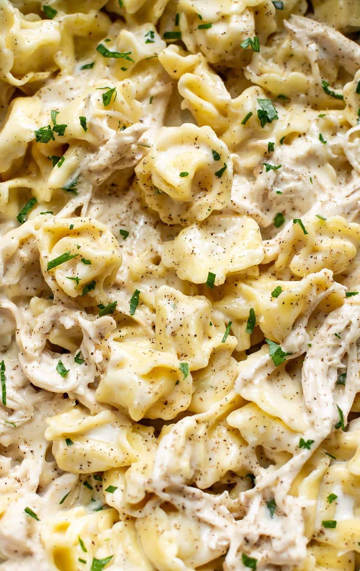  Tortellini pillows will burst in your mouth with flavors of spinach and ricotta, complimenting the chicken with each bite