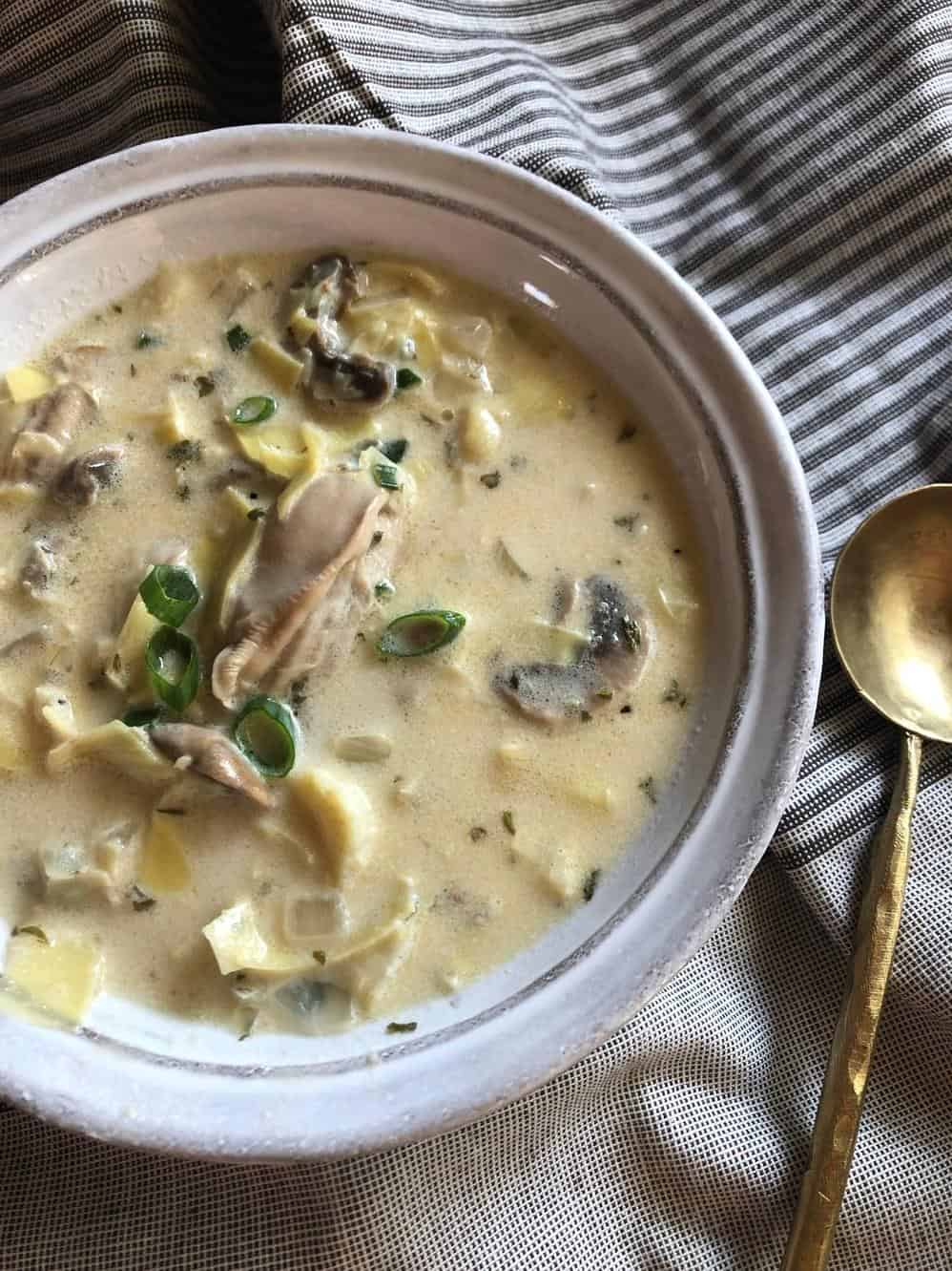  Warm your heart with this creamy and savory soup.