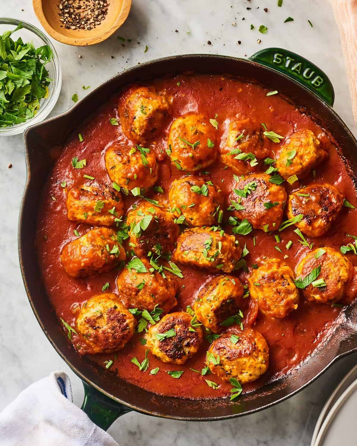  Who says turkey meatballs can't be the star of the show? These are both stunning and scrumptious.