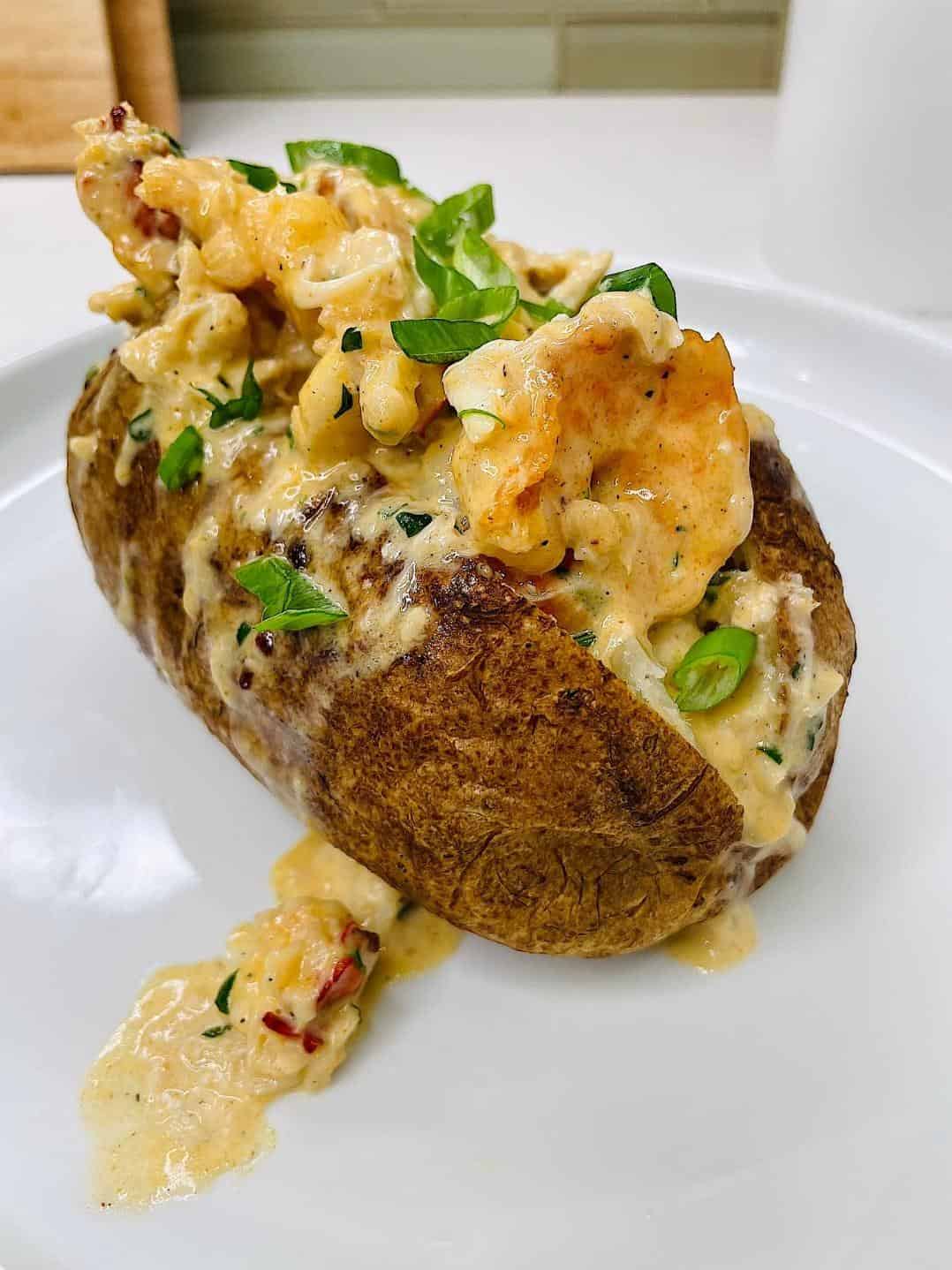  You'll never think of a baked potato the same way again once you try our seafood stuffed version!
